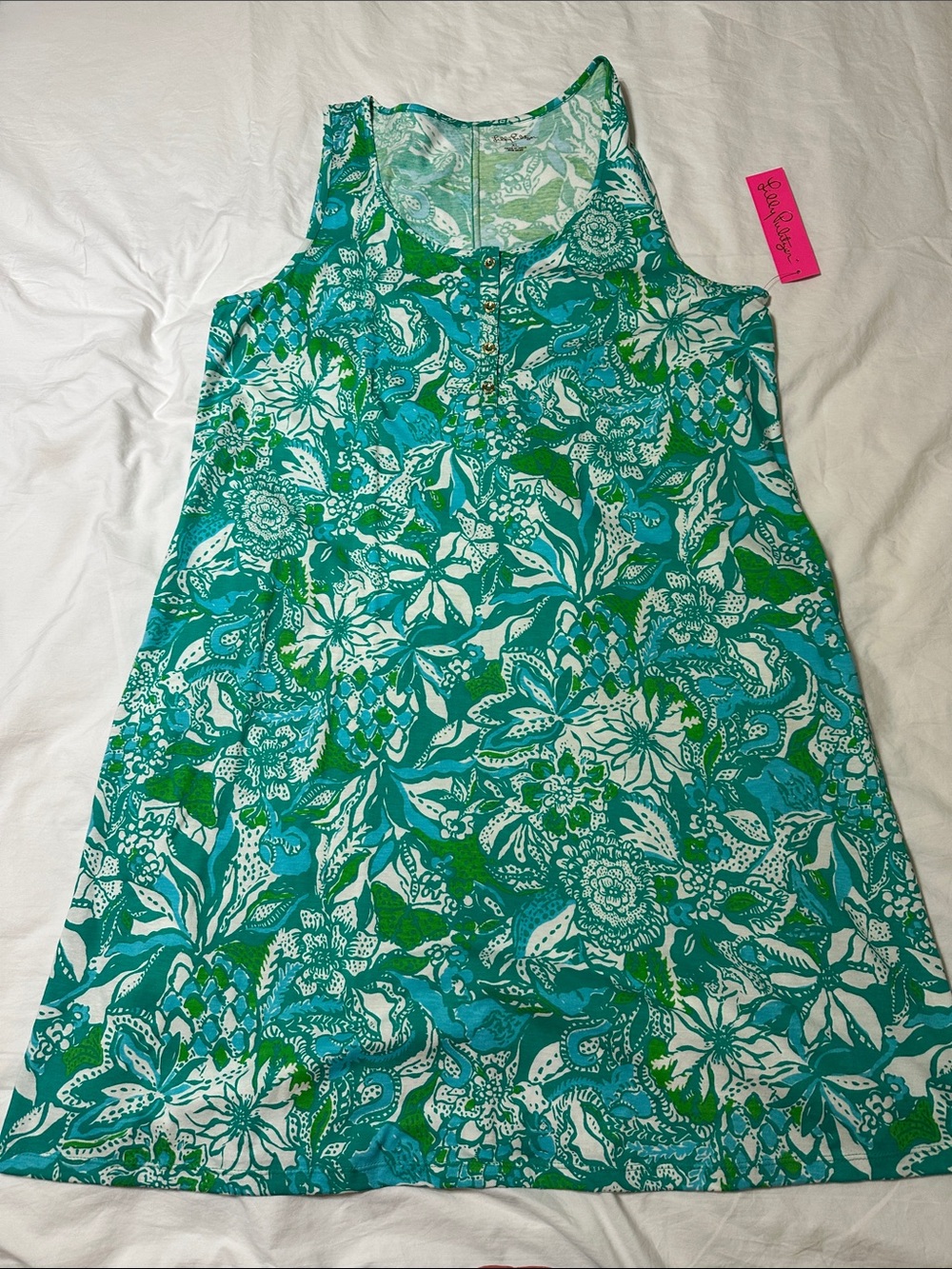 Lilly Pulitzer Teal & Green Floral Shift Dress